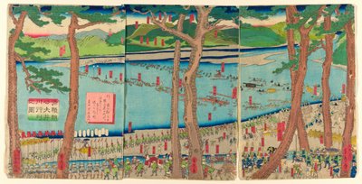 P Pyörivä ääni Minamoto no Yoritomo a c Ross tee Rive r tekijältä Utagawa Sadahide