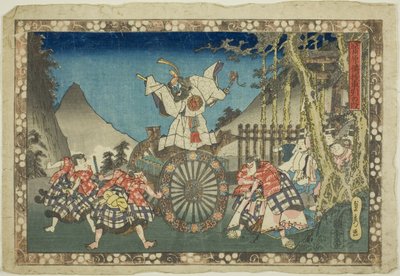 Vaunujen vetokohtaus (Kurumabiki no dan), sarjasta "Sugawaran salaisuudet (Sugawara denju)". tekijältä Utagawa Sadahide