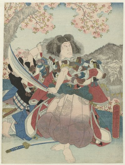 Nakamura Utaemon IV Oniwakamaruna elokuvassa het toneelstuk "Kiichi hôgen sanryaku no maki", Naka Theater tekijältä Utagawa Sadamasu