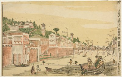 Kalastus (Senadori no zu), sarjasta "Dutch Perspective Pictures (Oranda uki-e)" tekijältä Utagawa Toyoharu