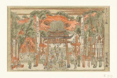 Näkymä Inarin pyhäkölle Ojissa Oji Inari no zu (otsikko esineessä) tekijältä Utagawa Toyoharu
