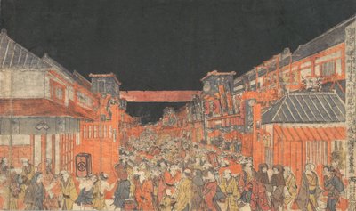 Kirjoittaja Sakai Kirjoittaja Fukiya Kaomise Yoshiban piirustus, ka. 1780. tekijältä Utagawa Toyoharu