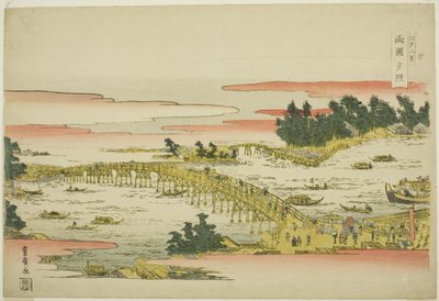 Eve people g Gow at Rokoku B Ridge (Rokoku Sekisho), sarjasta "English ght views of Edo (kahdeksan näkymää Edosta)" tekijältä Utagawa Toyohiro