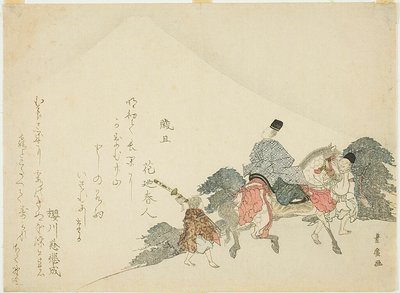 Fuji-vuoren katselu hevosen selässä tekijältä Utagawa Toyohiro