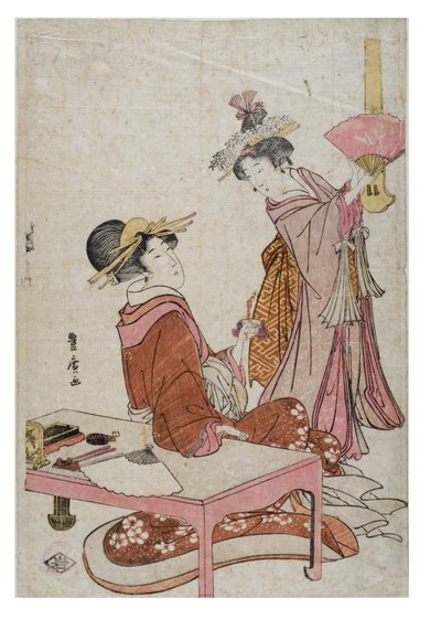 Kaksi naishahmoa fanien kanssa tekijältä Utagawa Toyohiro