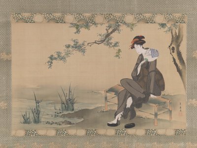Nainen jäähdyttää itseään, n. 1800. tekijältä Utagawa Toyohiro