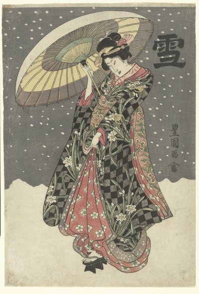 Lumi Yuki (otsikko esineessä) tekijältä Utagawa Toyokuni (I)