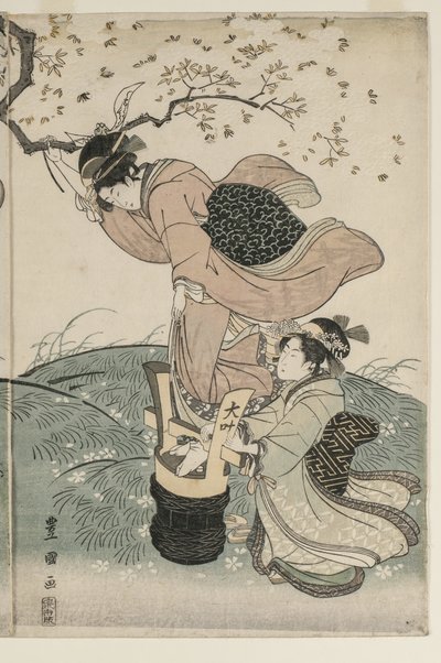 Kirsikankukat tuulessa tekijältä Utagawa Toyokuni