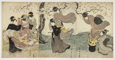 Kukat tuulessa, c. 1797-1800 tekijältä Utagawa Toyokuni