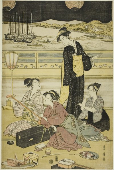 Iltajuhla Shinagawassa tekijältä Utagawa Toyokuni I