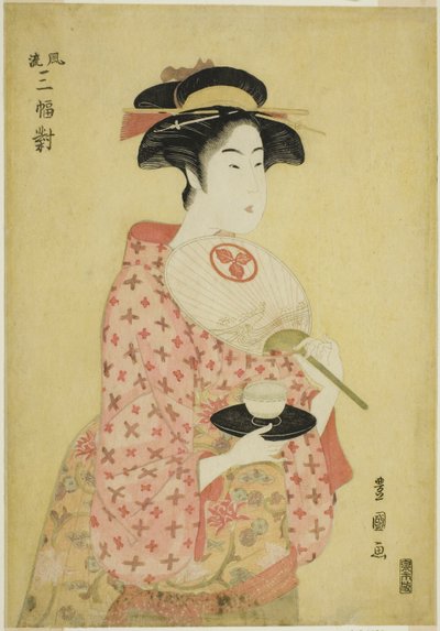 Takashima Ohisa, sarjasta "A Fashionable Set of Three (Furyu sanpuku tsui)" tekijältä Utagawa Toyokuni I