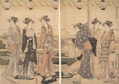 The Four Seasons in Southern Edo: A Summer Scene Minami shiki, Natsu [no] kei, 1780-luvun loppu. tekijältä Utagawa Toyokuni I