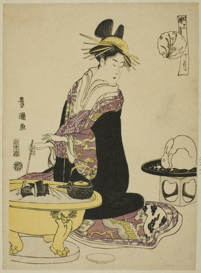 Kymmenes kuukausi (Ju gatsu), sarjasta "Fashionable Twelve Months (Furyu junikagetsu)" tekijältä Utagawa Toyokuni I