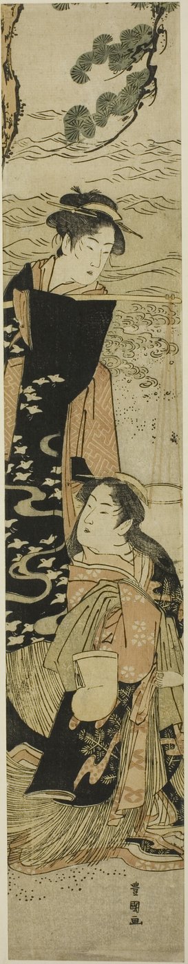 The sisters Matsukaze and Murasame on the shores of Suma tekijältä Utagawa Toyokuni I