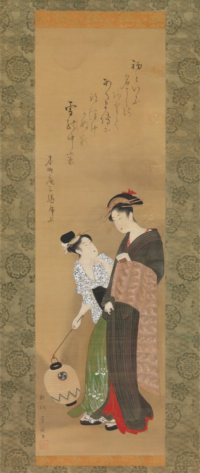 Nainen ja hoitaja, n. 1795. tekijältä Utagawa Toyokuni I