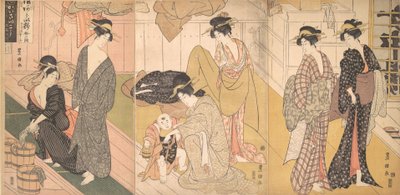 Naiset ja poikavauva julkisessa kylpylässä, n. 1799. tekijältä Utagawa Toyokuni I