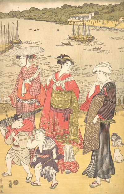 Naiset Takanawa Beachillä, n. 1790-luku. tekijältä Utagawa Toyokuni I