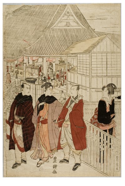 Uudenvuoden pyhiinvaellus Myohojiin Horinouchissa, Edossa, n. 1804-1810 (puupalikka paperilla) tekijältä Utagawa and Toyokuni Utagawa Toyohiro