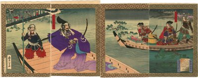 Toyonobu tulvii Takamatsun linnaan ja Shimizu Muneharu sitoutui Seppukun tekoon tekijältä Utagawa Toyonobu