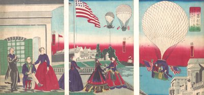 American Balloon Ascension Amerikakoku, 1867. tekijältä Utagawa Yoshitora
