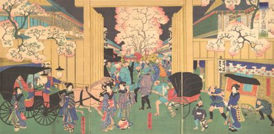 Kirsikat yöllä New Shimabarassa, 1800-luku. tekijältä Utagawa Yoshitora