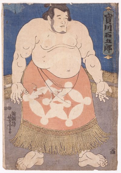 Summa? Paini Takaragawa Ishigor? (värillinen puupainatus) tekijältä Utagawa Yoshitora