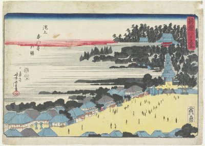 Näkymä Hongan-ji-temppelistä Ikegamissa tekijältä Utagawa Yoshitora