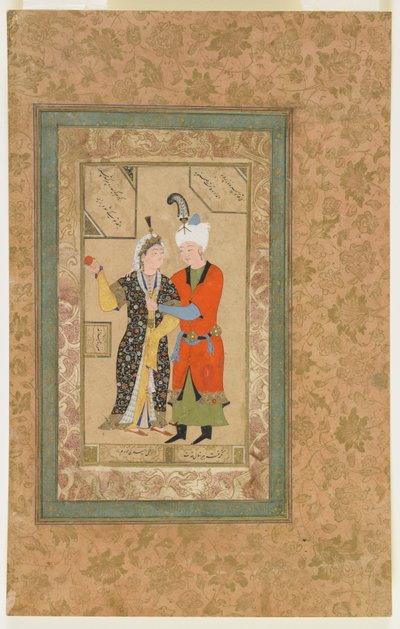 Prinssi ja prinsessa halaavat, n. 1550 tekijältä Uzbek School