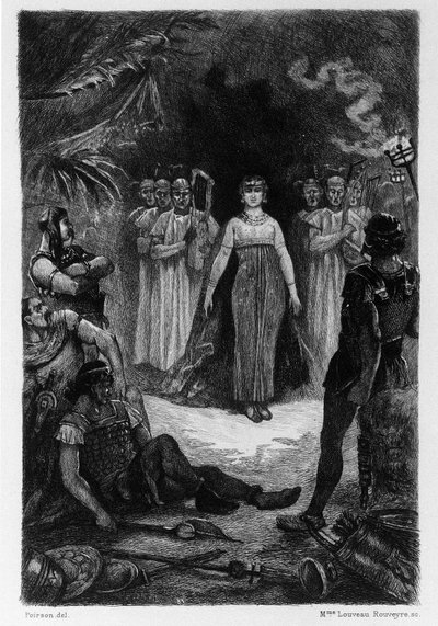 Kuvitus V.A. Poirson (1890) Gustave Flaubertin romaaniin "Salammbo", joka ottaa kehykseksi palkkasoturisodan ensimmäisen puunilaissodan aikaan (246-241 eKr.) roomalaisten ja karthagolaisten välillä. tekijältä Victor Armand Poirson