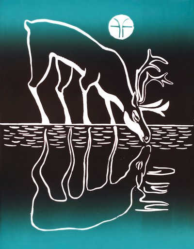 Drinking Caribou, 2018 (tussi paperille) tekijältä Vadym Vaskovsky