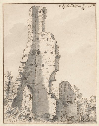 Eik en Duinen -kirkon rauniot lähellä Haagia tekijältä Valentijn Klotz (attributed to)