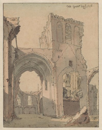Grote Kerkin rauniot haudalla tekijältä Valentijn Klotz (attributed to)