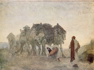 Abrahamin palvelija löytää Iisakista morsiamen, Rebekka tekijältä Valentin Aleksandrovich Serov