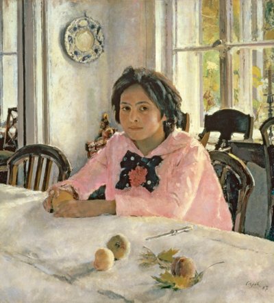 Tyttö persikoilla tekijältä Valentin Aleksandrovich Serov