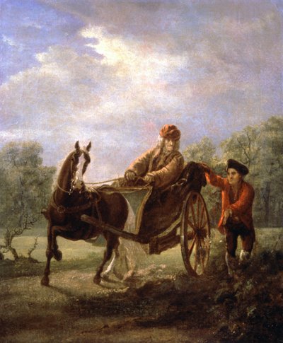 Voltaire kärryssä, n. 1770-1775 (maalaus) tekijältä Valentin Aleksandrovich Serov
