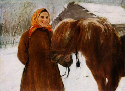 Nainen hevosen kanssa, 1898, 1965. tekijältä Valentin Serov