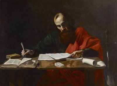 Pyhä Paavali kirjoittaa kirjeitään tekijältä Valentin de Boulogne