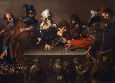 Valentin de Boulogne (1591-1632) Pyhän Pietarin kieltäminen. Öljy kankaalle, c. 1616-1617. Mitat: 171,5x241 cm. Roberto Longhi Art History Studies Foundation, Firenze tekijältä Valentin de Boulogne