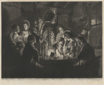 Filosofi, joka tekee kokeen ilmapumpulla, 1769. tekijältä Valentine Green