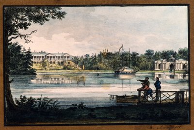 ""Cameronin galleria Katariinan palatsissa Tsarskoje Selossa"" Valerian Platonovich Langer (1799-1870), litografia, akvarelli, n. 1820, Valtion ulkoilmamuseo Tsarskoje Selo, Pietari tekijältä Valerian Platonovich Langer