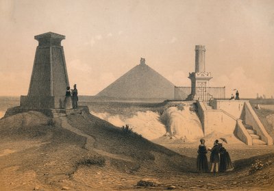 Sotamuistomerkit taistelukentällä Waterloossa, Belgiassa, 1800-luvun puolivälissä. tekijältä Vanderhecht