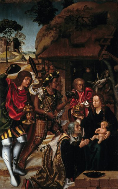 The Adoration of the Magi - portugalilainen maalaus Vasco Fernandesista (Grao Vasco) (v1480-v1543) tekijältä Vasco (c.1475 c.1542) Fernandes