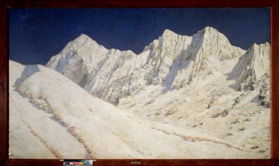 Intia, lumi Himalajalla (Intia, lumi Himalajalla) - Vasili Vasilyevich Vereshchagin (Vassili Vereshchagin) maalaus (1842-1904), öljy kankaalle tekijältä Vasili Vasilievich Vereshchagin