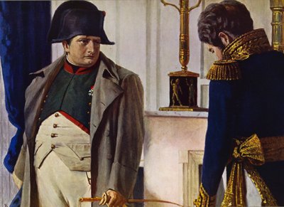 Napoleon Bonaparte ja Jacques Lauriston (värilitografia) tekijältä Vasili Vasilievich Vereshchagin