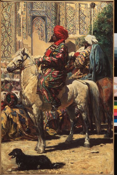 Un cavalier a Samarcande (Uzbekistan) (Ratsumies Samarkandissa) - Peinture de Vasili Vailyevich Vereshchagin (Vassili Verechtchaguine) (1842-1904), huile sur toile tekijältä Vasili Vasilievich Vereshchagin
