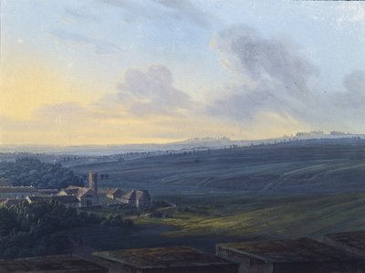 Näkymä Tsarskoje Seloon Valkoisesta tornista, vuoden 1826 jälkeen tekijältä Vasily Andreyevich Zhukovsky