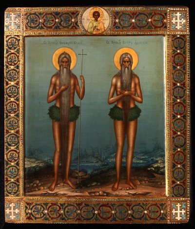 Kunnianarvoisa Onufrius ja Athos-vuoren pyhä Pietari, 1902 tekijältä Vasily Pavlovich Guryanov