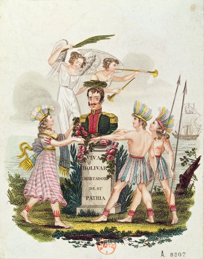 Suosittuja kuvia ylistävä Bolivar, n. 1840 tekijältä Venezuelan School