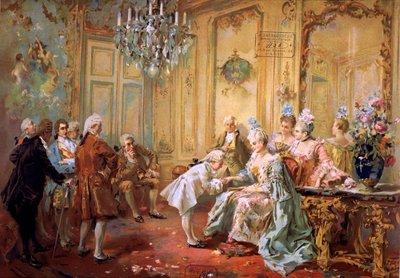 Mozart ja Mme de Pompadour,1900 (kromo) tekijältä Vicente de (after) Paredes