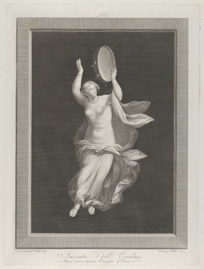 Osittain alaston bacchante soittamassa tamburiinia, n. 1795-1820 tekijältä Vicenzo Feoli
